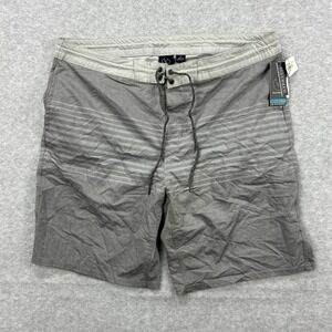 Burnside Board Shorts Mens 36 Gray Striped Unlined Swim Trunks Beach Surf NEW‎